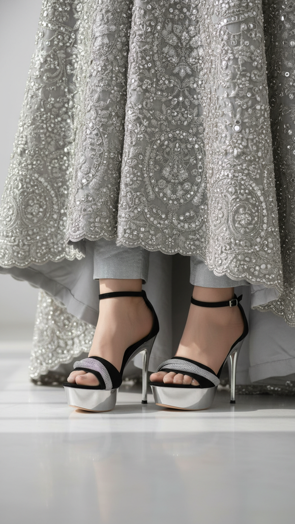 Black Fancy Bridal Sandal FN6040