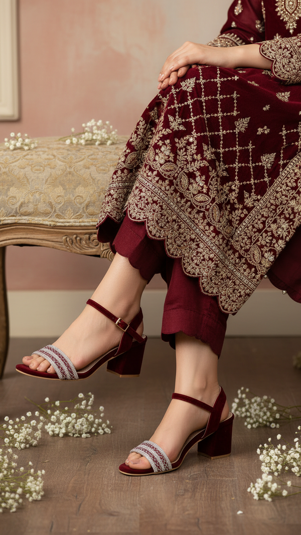 Maroon Fancy Sandal FN6045