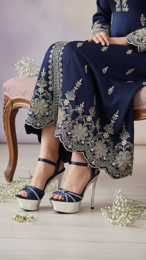 Blue Fancy Bridal Sandal FN6057