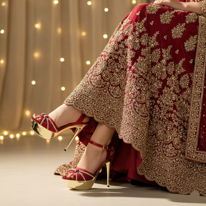 Maroon Fancy Bridal Sandal FN6057