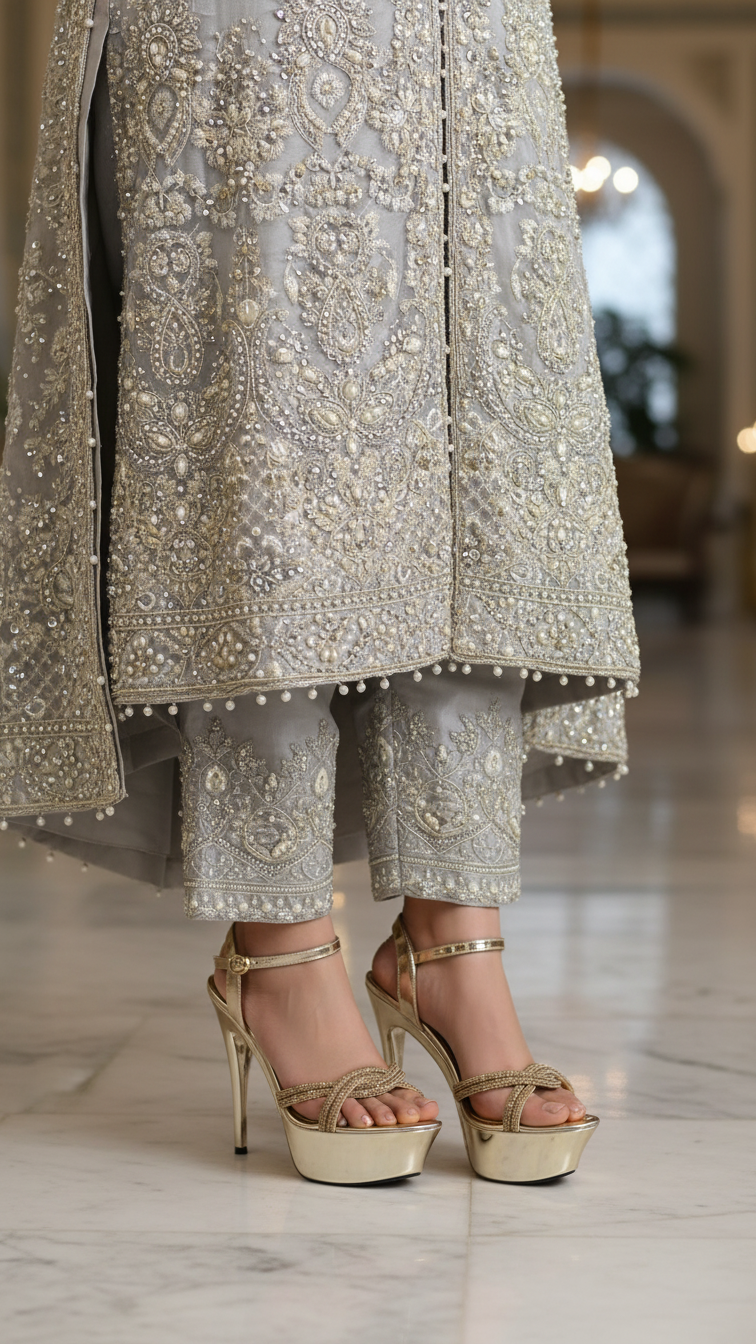 Golden Fancy Bridal Sandal For FN6058