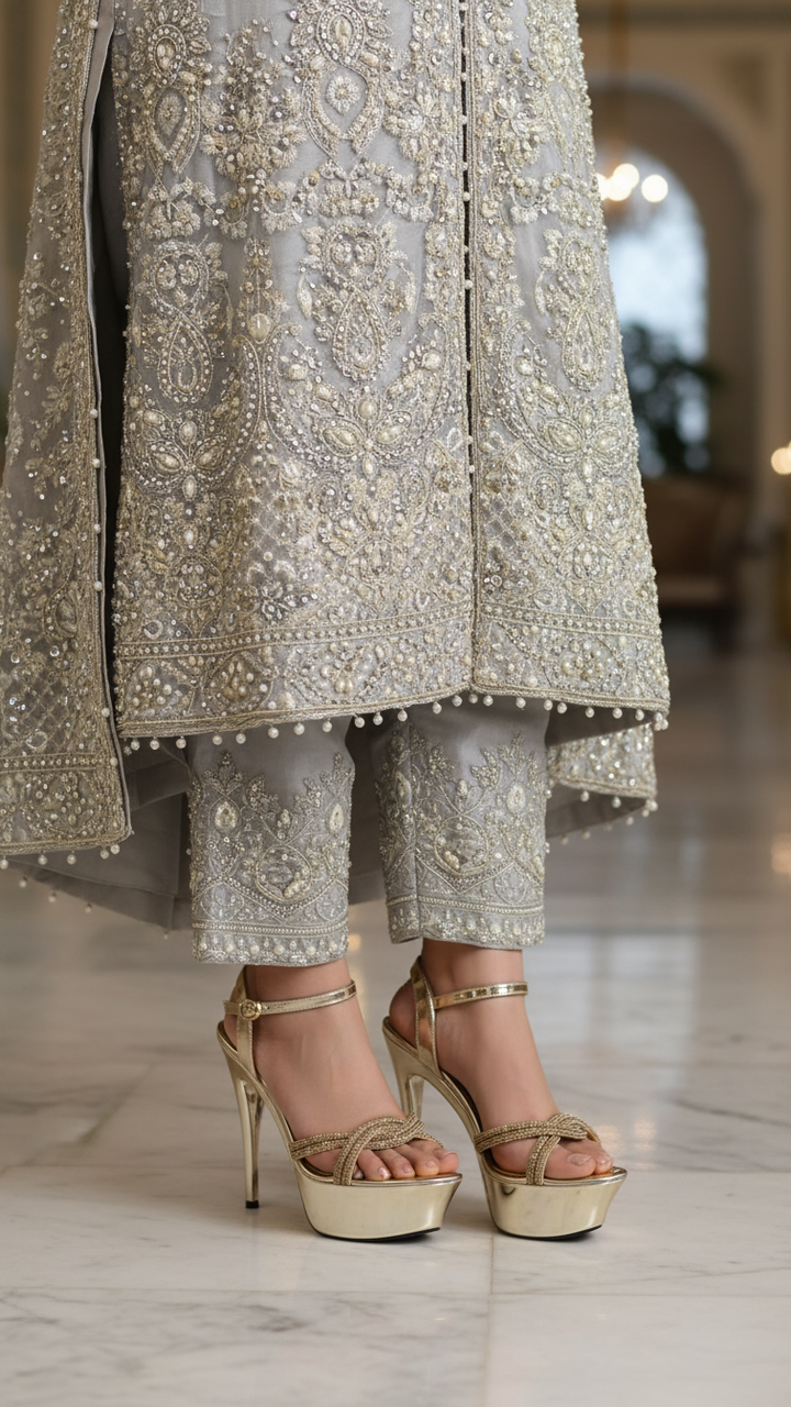 Golden Fancy Bridal Sandal For FN6058