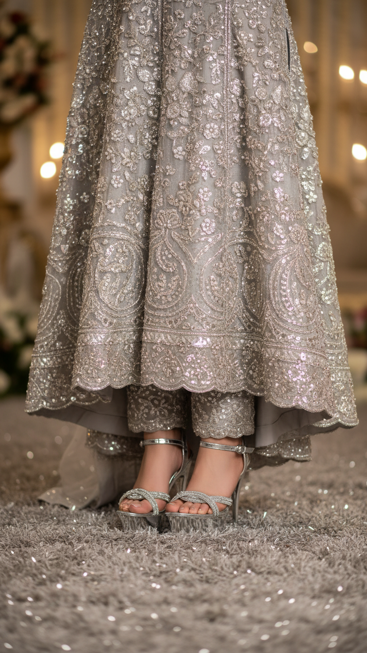 Silver Fancy Bridal Sandal FN6058