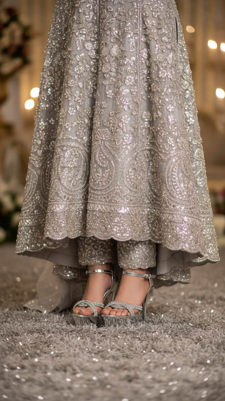 Silver Fancy Bridal Sandal FN6058