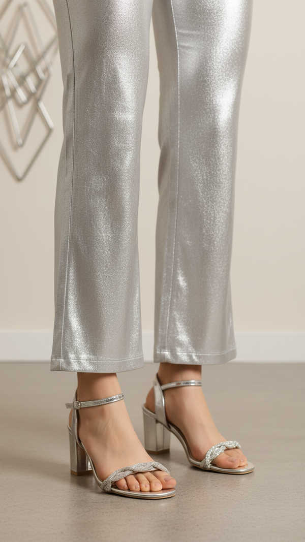 Silver Fancy Women Sandal FN6076