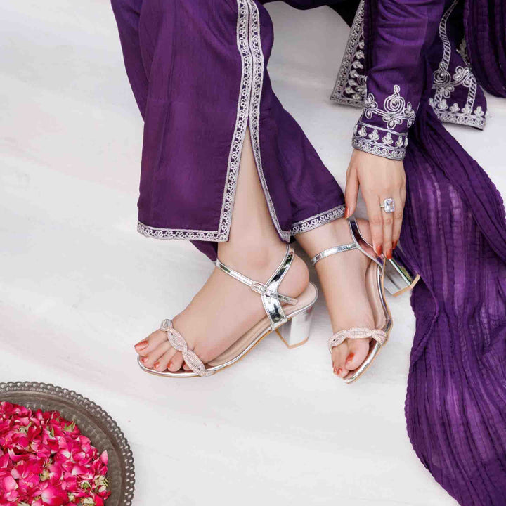 Silver Fancy Women Sandal FN6076