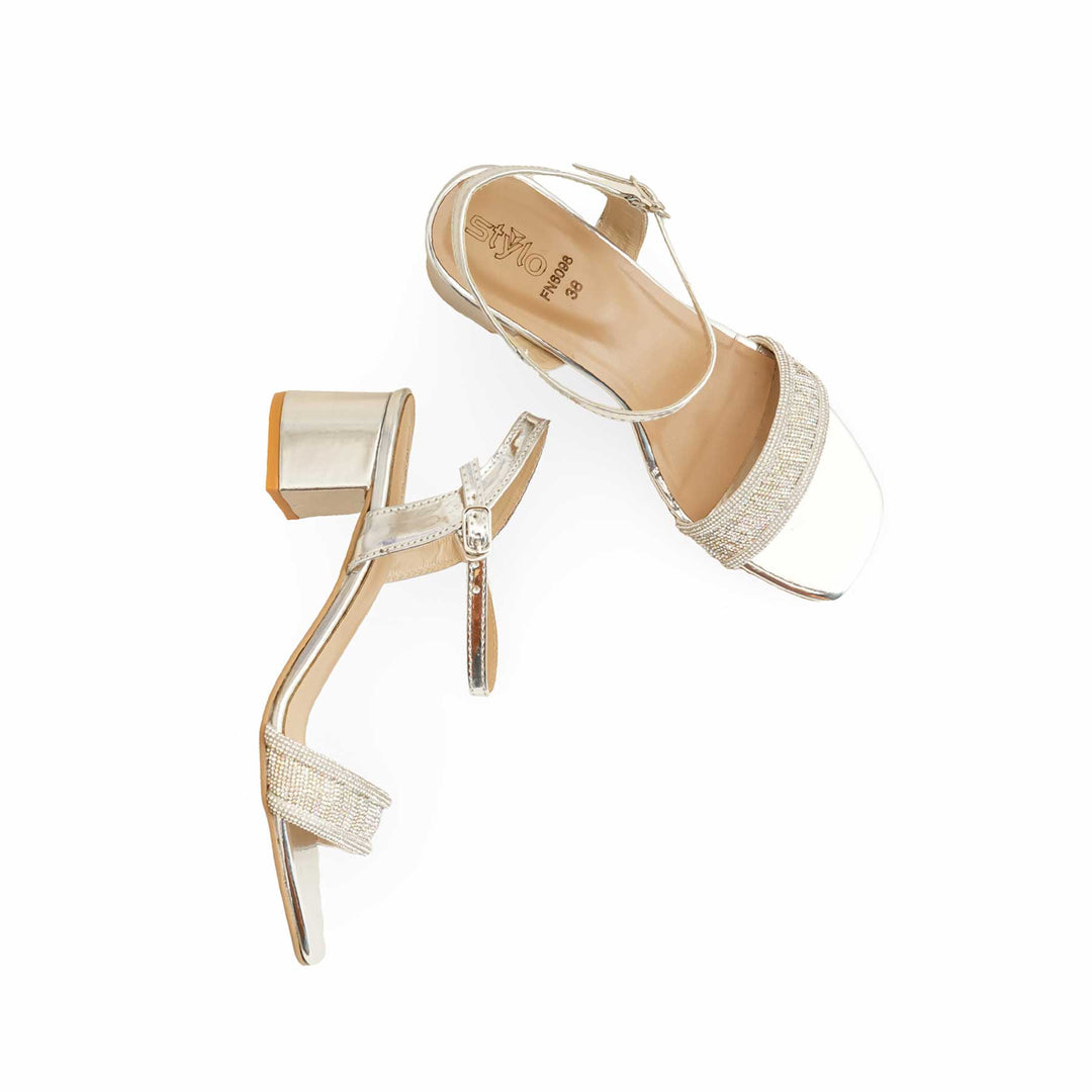 Silver Fancy Sandal For Women FN6098