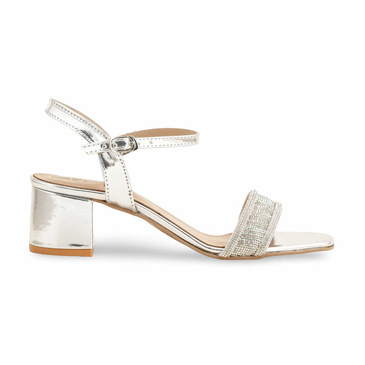 Silver Fancy Sandal For Women FN6098