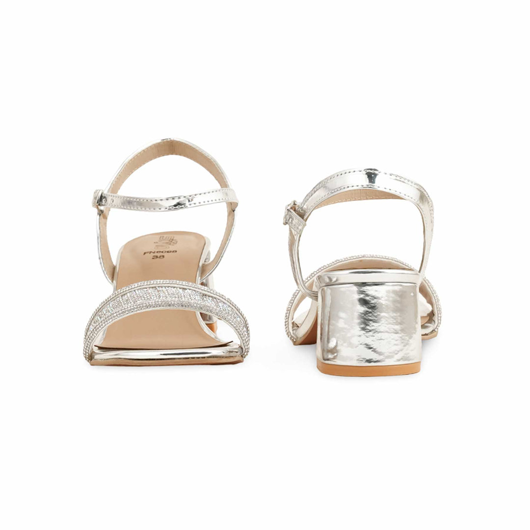 Silver Fancy Sandal For Women FN6098