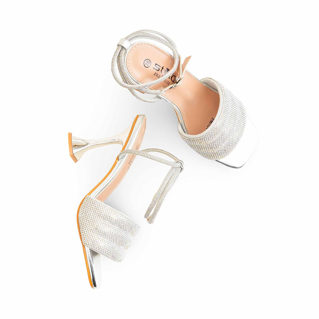 Silver Fancy Bridal Sandal For Ladies FN6104