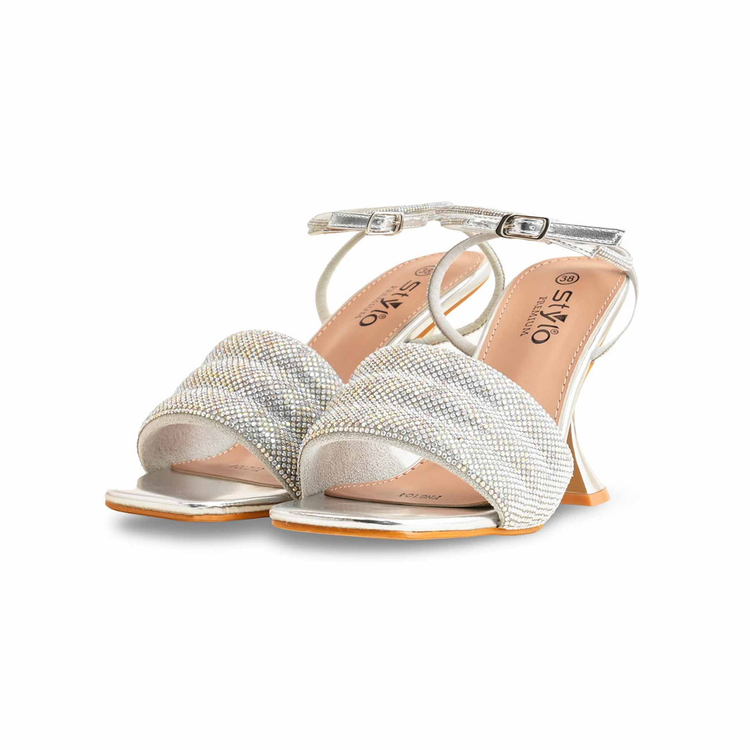 Silver Fancy Bridal Sandal For Ladies FN6104