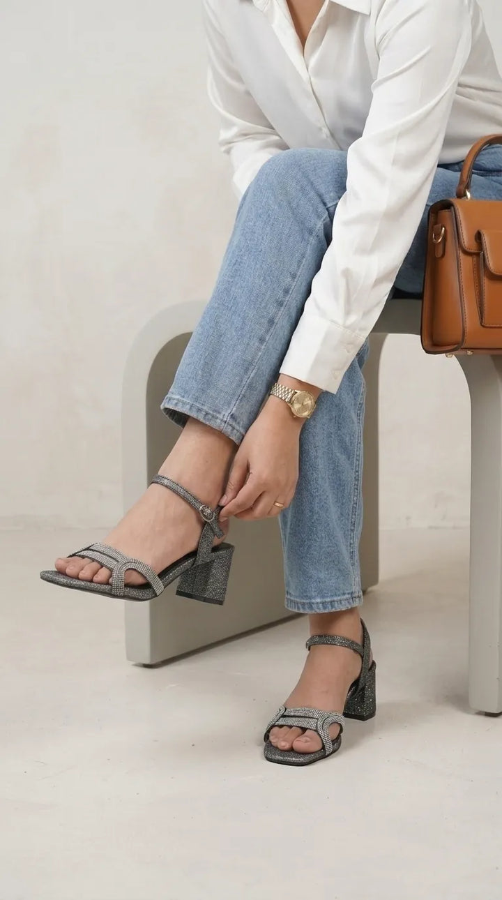 Black Fancy Sandal For Ladies FN6110