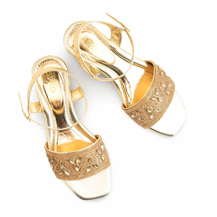 Golden Fancy Sandal For Women FN6112