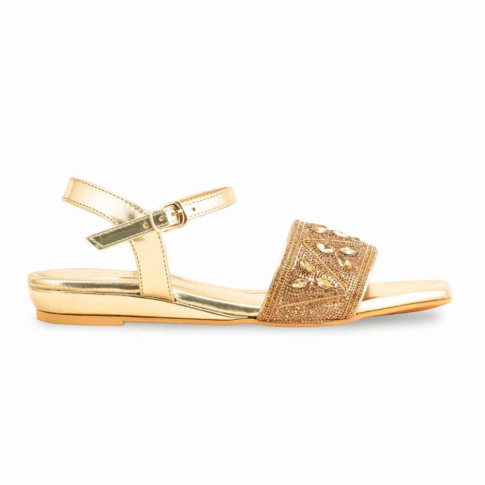Golden Fancy Sandal For Women FN6112