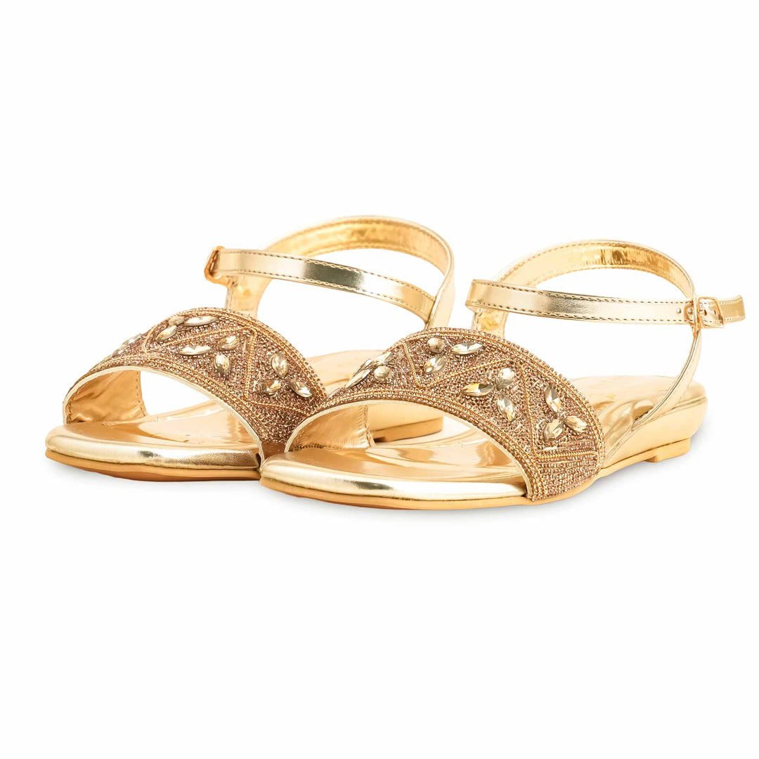 Golden Fancy Sandal For Women FN6112
