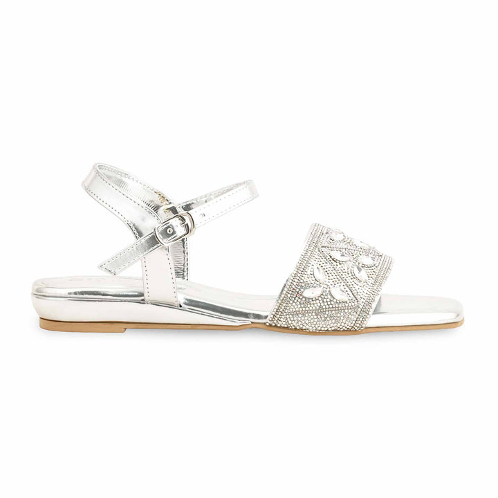 Silver Fancy Sandal For Women FN6112