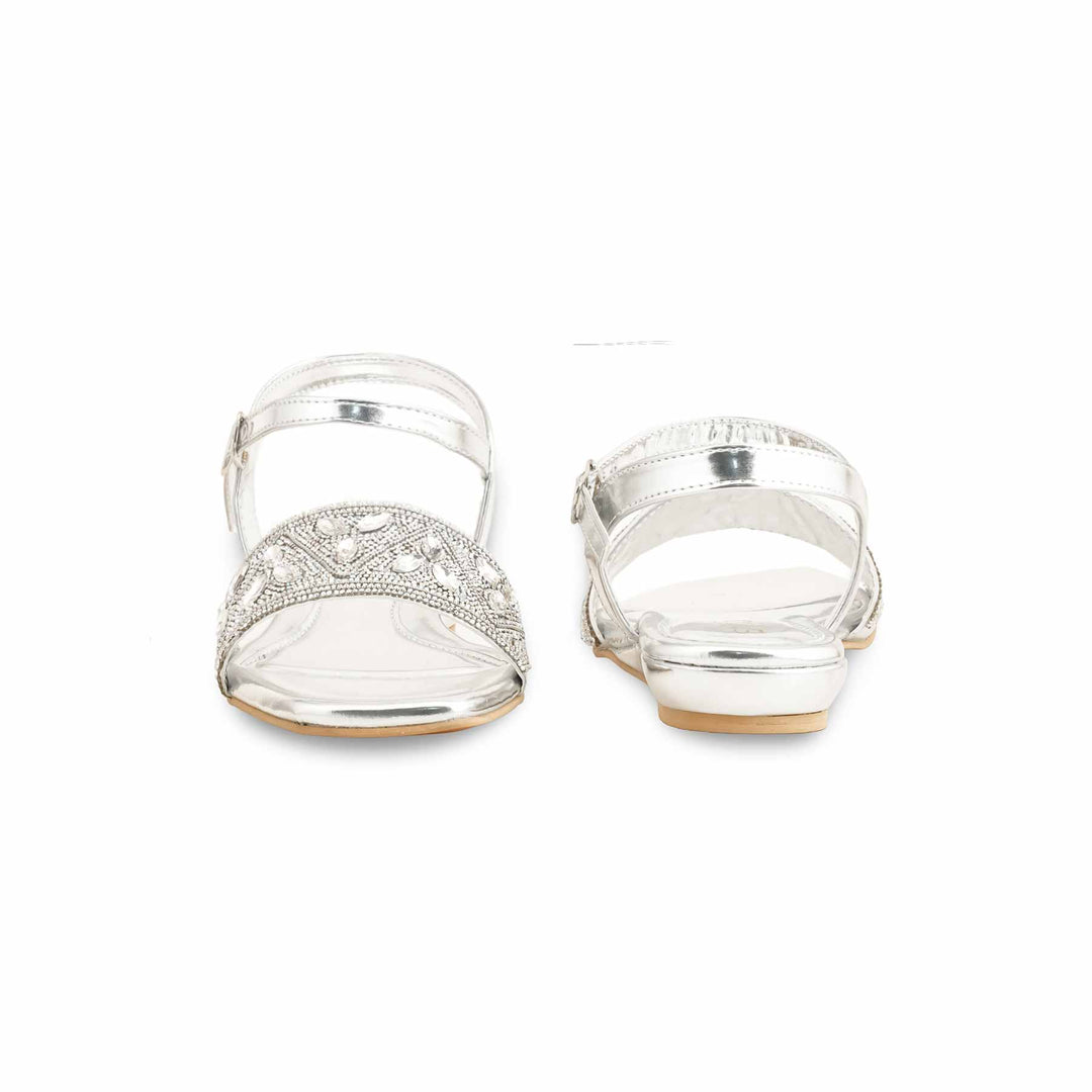 Silver Fancy Sandal For Women FN6112