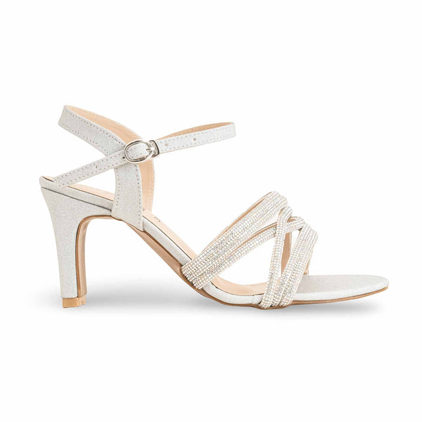 Silver Fancy Sandal For Ladies FN6115