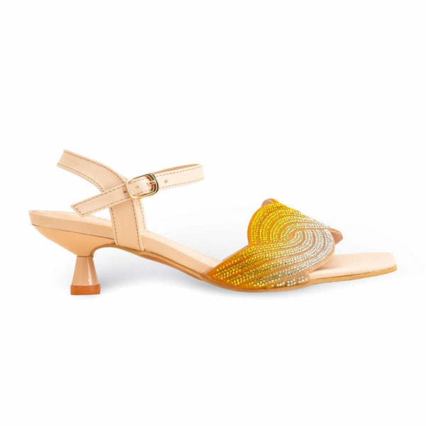 Yellow Fancy Sandal For Women FN6118