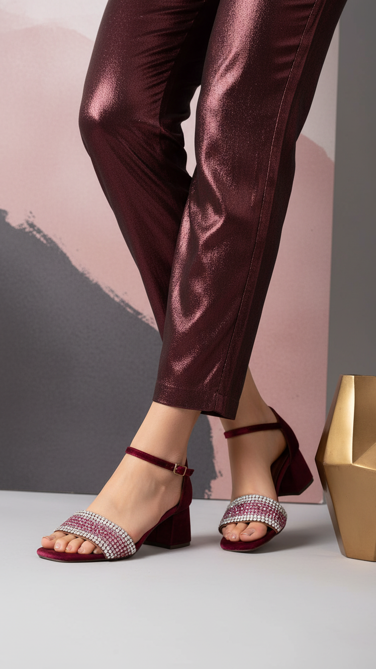 Maroon Fancy Sandal For Ladies FN6127