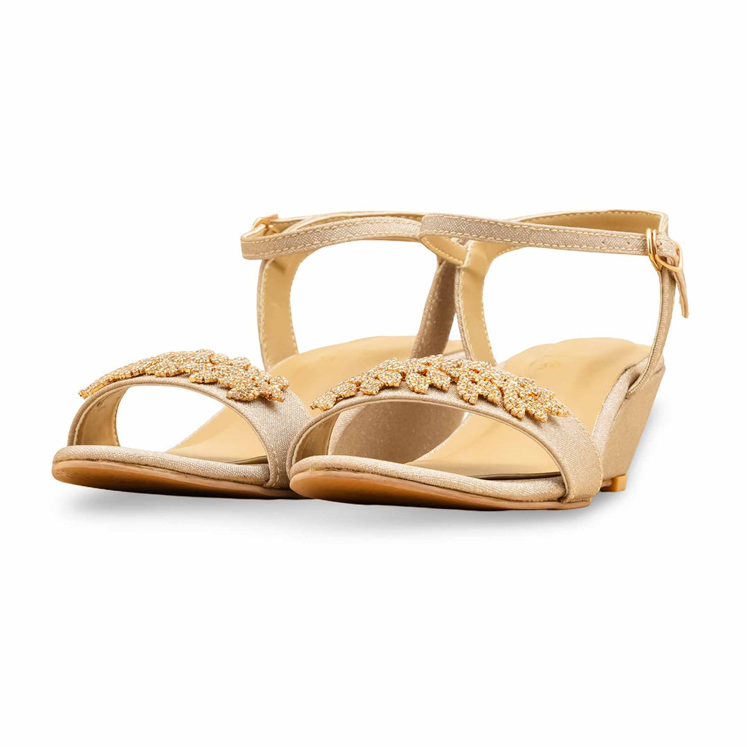 Golden Fancy Sandal For Women FN6132
