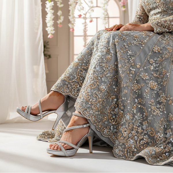 Silver Fancy Bridal Sandal FN6149