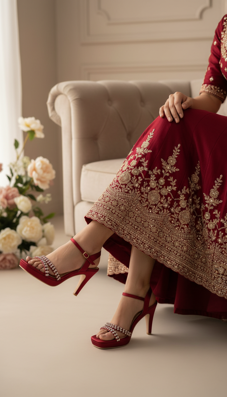 Maroon Fancy Bridal Sandal FN6150