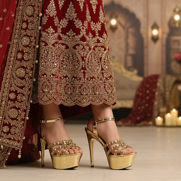 Golden Fancy Bridal Sandal FN6153