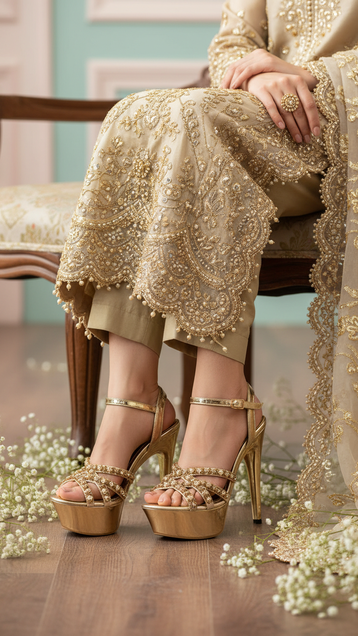 Golden Fancy Bridal Sandal FN6153