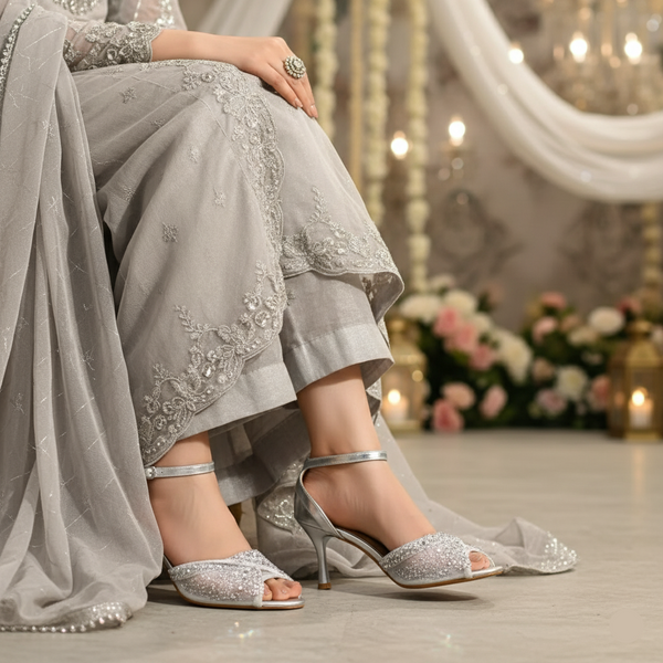 Silver Fancy Bridal Sandal FN6157