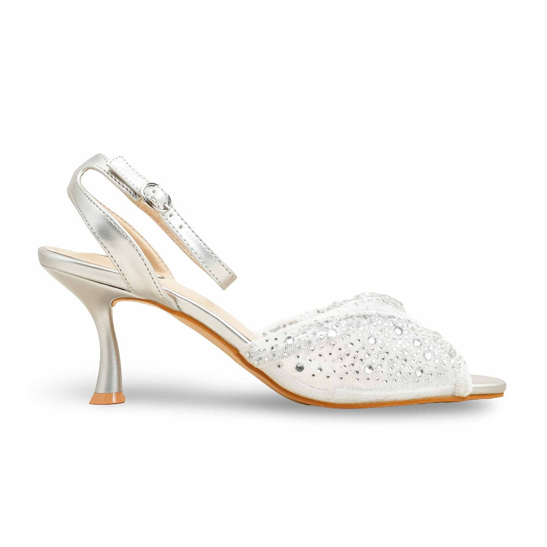 Silver Fancy Sandal For Women FN6157