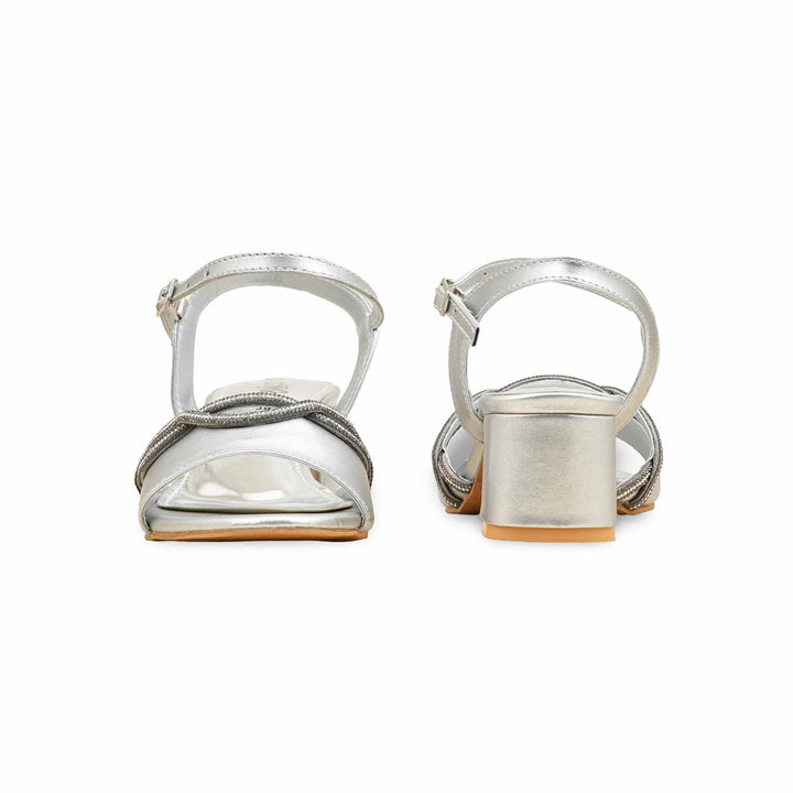 Silver Fancy Sandal For Women FN6158