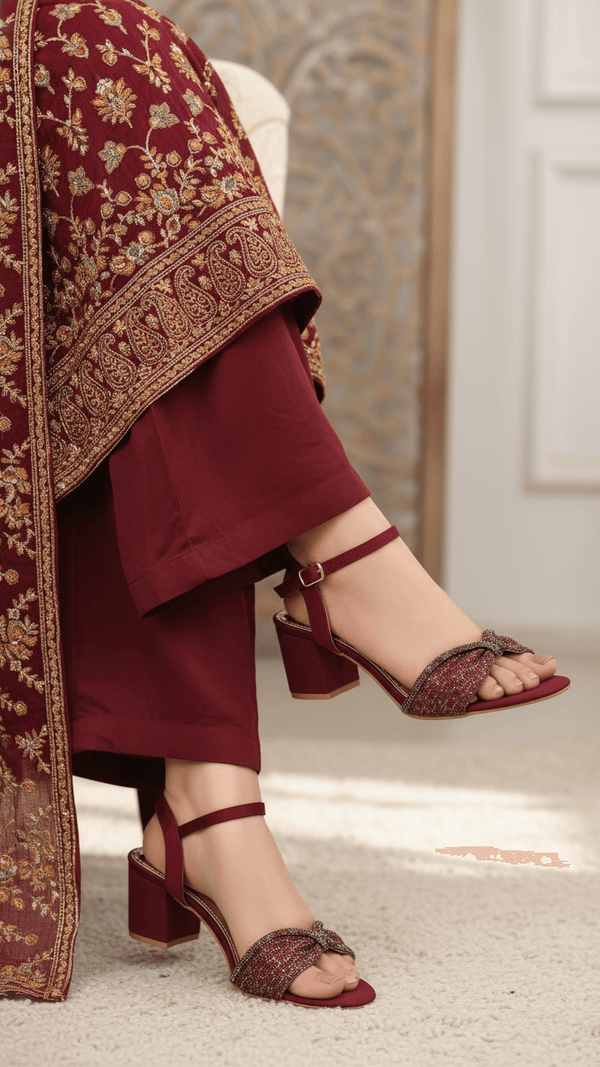 Maroon Fancy Women Sandal FN6161
