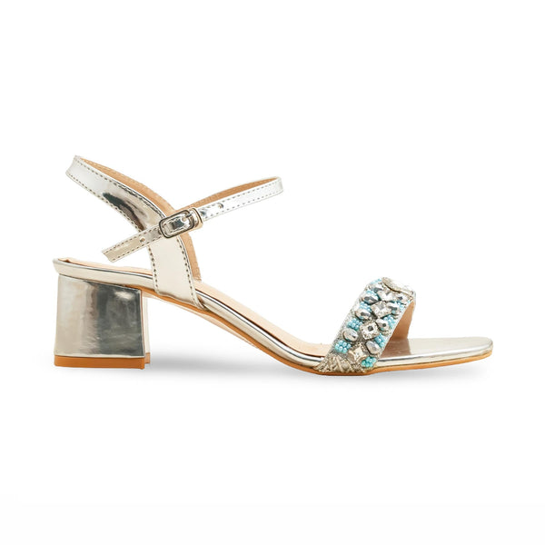 Silver Fancy Sandal For Women FN6165