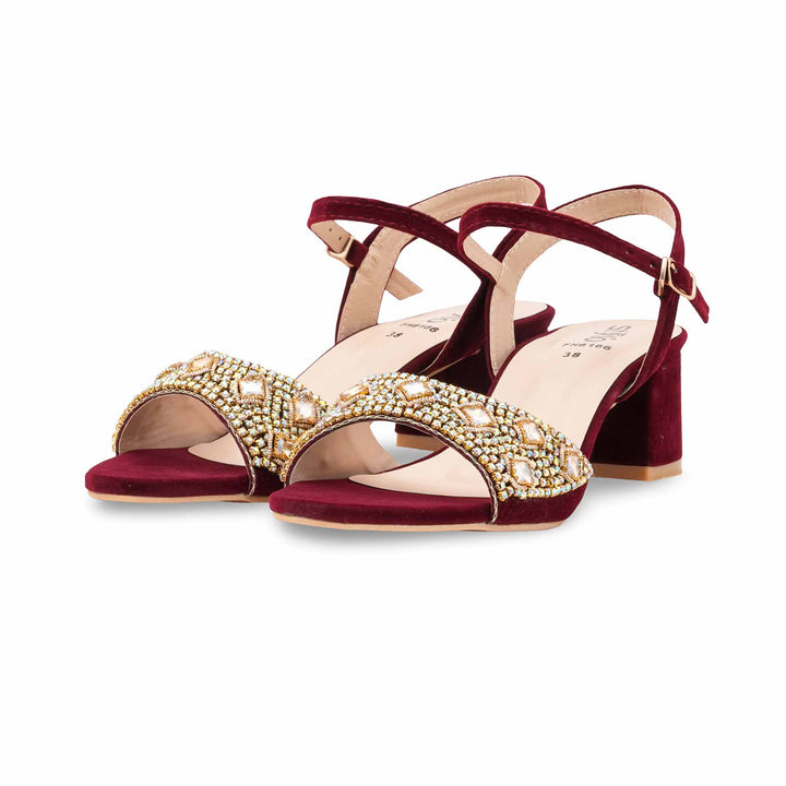 Maroon Fancy Women Sandal FN6166