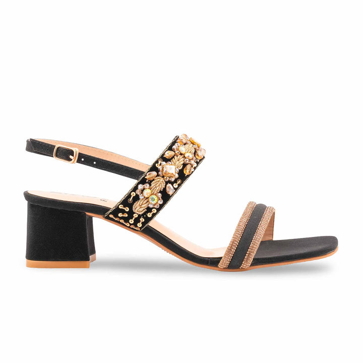 Black Fancy Sandal For Women FN6168