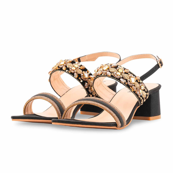 Black Fancy Sandal For Women FN6168
