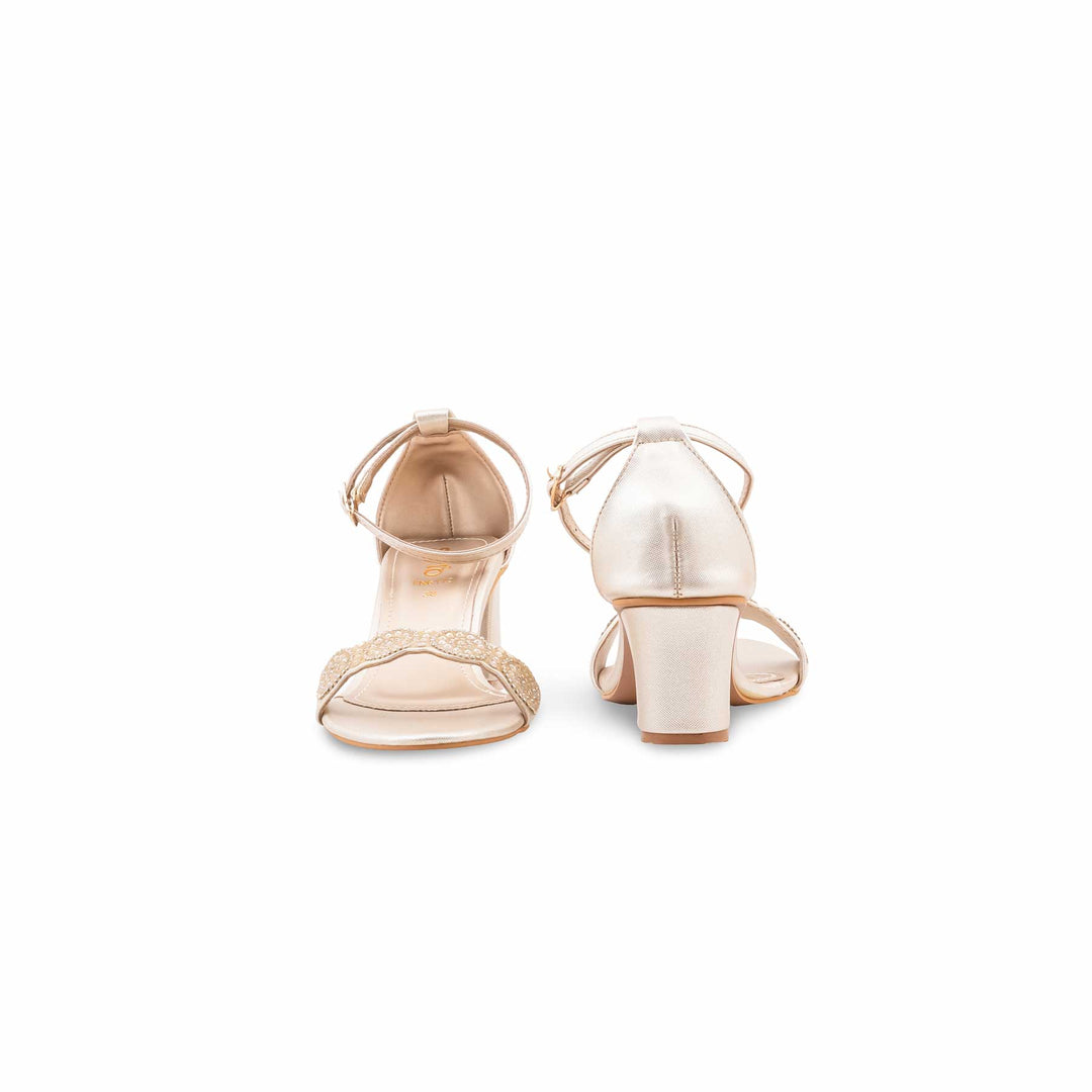 Golden Fancy Sandal For Women FN6172