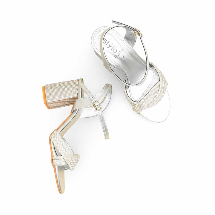 Silver Fancy Sandal For Women FN6173