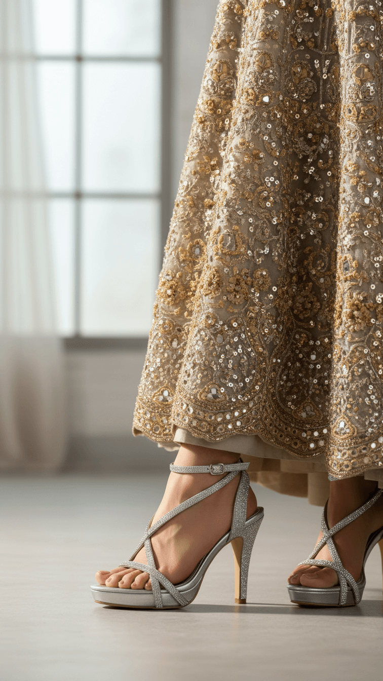 Silver Fancy Bridal Sandal FN6177