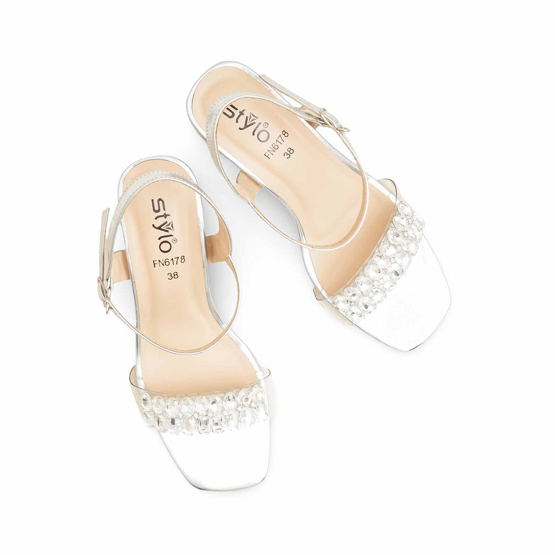 Silver Fancy Sandal For Ladies FN6178