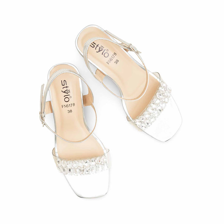 Silver Fancy Sandal For Ladies FN6178