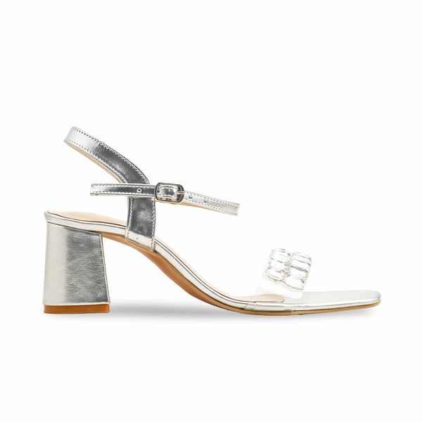 Silver Fancy Sandal For Ladies FN6178