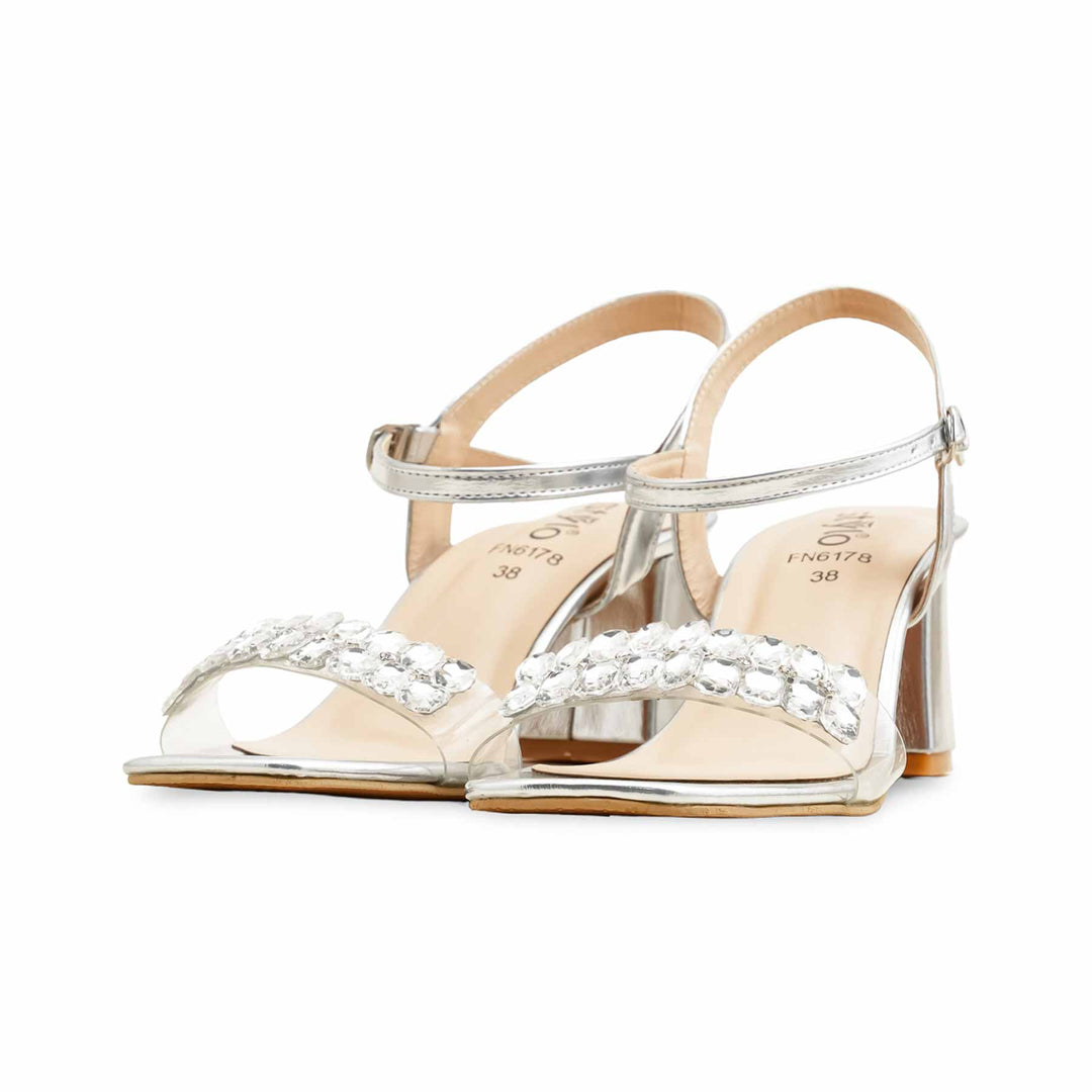Silver Fancy Sandal For Ladies FN6178