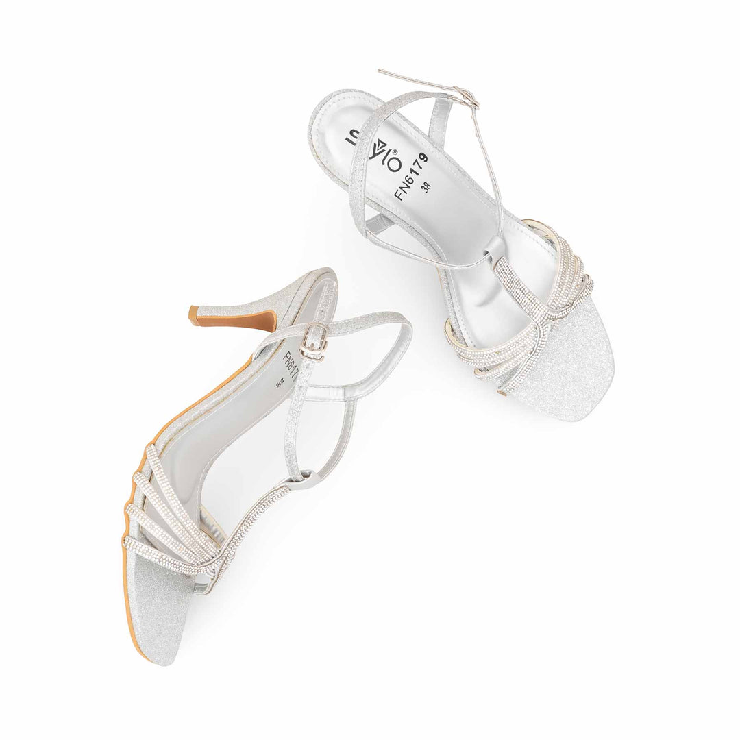 Silver Fancy Sandal For Ladies FN6179