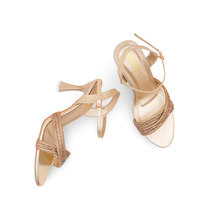 Golden Fancy Sandal For Ladies FN6182