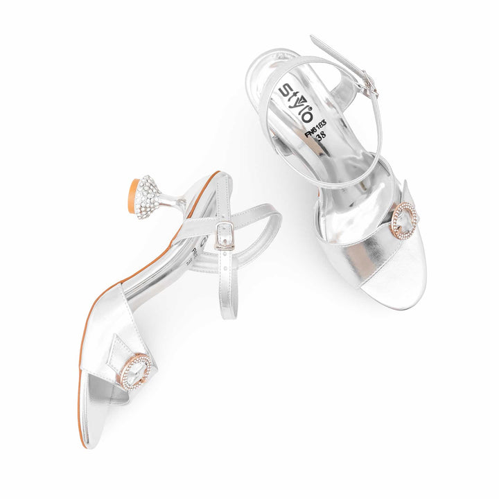 Silver Fancy Sandal For Ladies FN6183