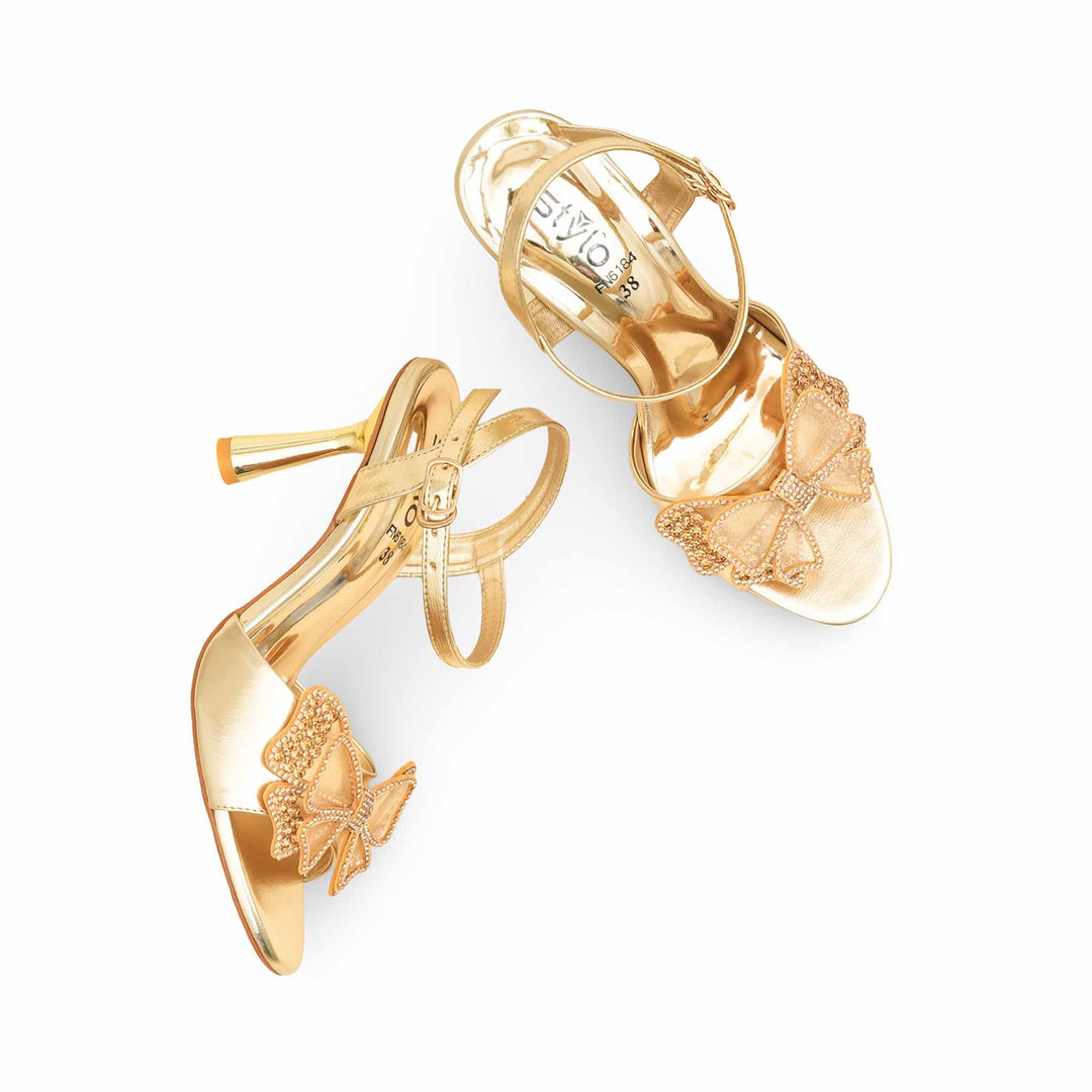 Golden Fancy Sandal For Ladies FN6184