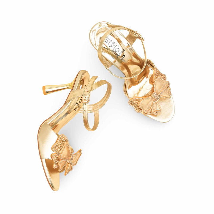 Golden Fancy Sandal For Ladies FN6184
