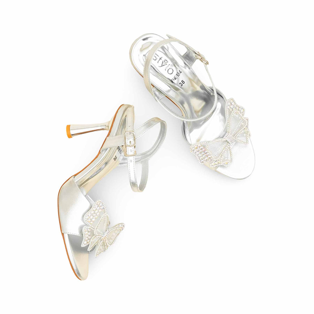 Silver Fancy Sandal For Ladies FN6184